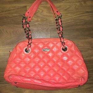 Kate Spade red quilted leather bag chain handle